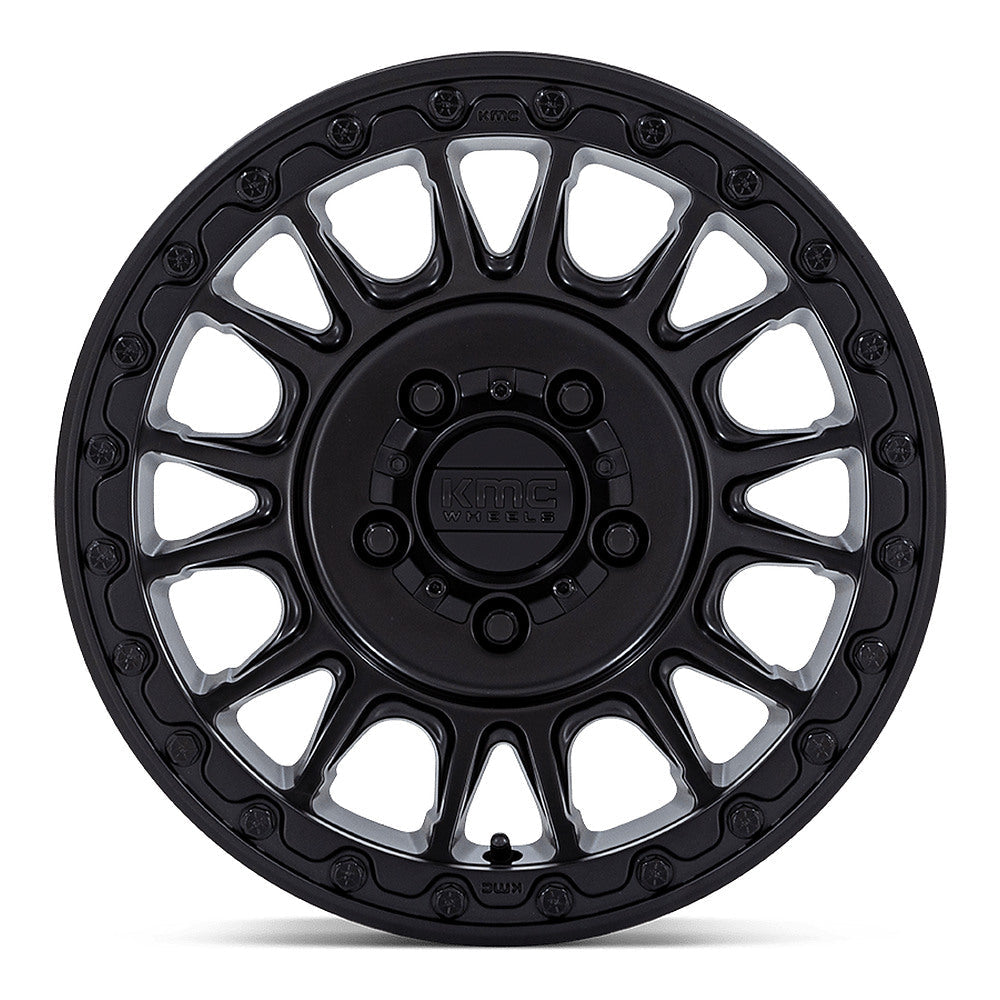 KMC Impact Beadlock KS239 UTV wheel in satin black, straight-on face view