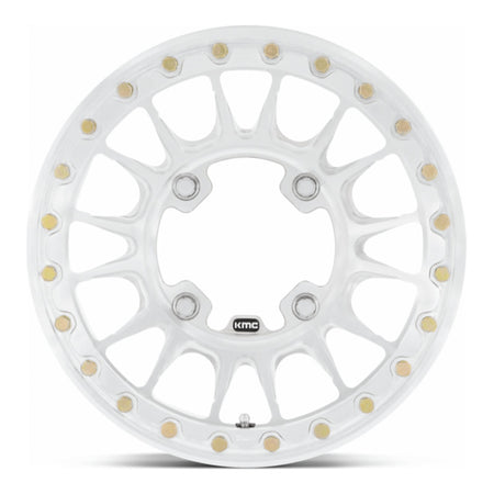 KMC Impact Forged Beadlock KS436 UTV wheel in raw machined, straight-on face view