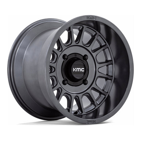 KMC Impact KS138 UTV wheel in anthracite, angled front view