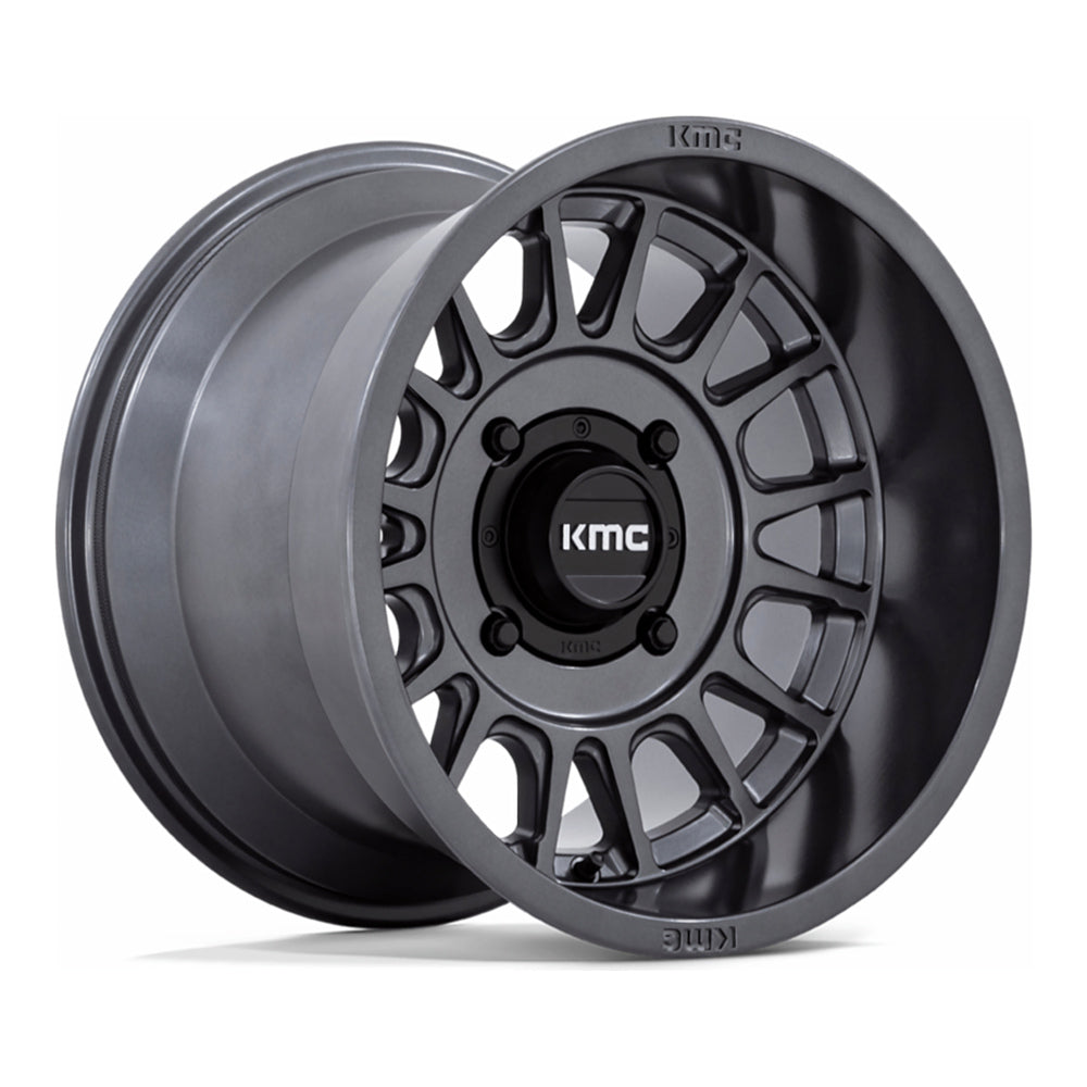 KMC Impact KS138 UTV wheel in anthracite, angled front view