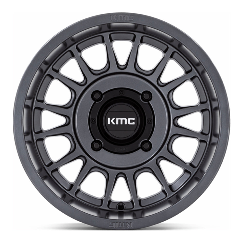 KMC Impact KS138 UTV wheel in anthracite, straight-on face view