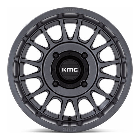 KMC Impact KS138 UTV wheel in anthracite, straight-on face view