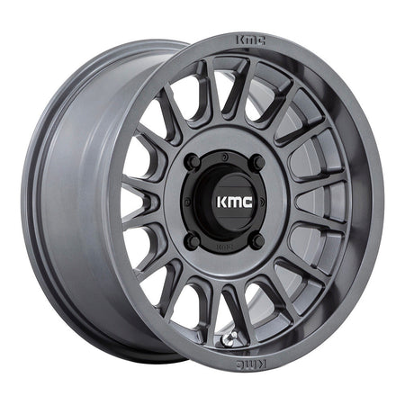 KMC Impact KS138 15x7 UTV wheel in anthracite, angled front view