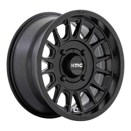 KMC Impact KS138 UTV wheel in satin black, angled front view