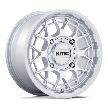 KMC Technic KS139 UTV wheel in gloss silver machined, angled front view
