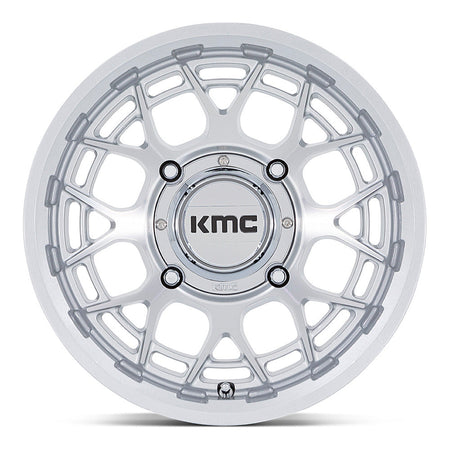KMC Technic KS139 UTV wheel in gloss silver machined, straight-on face view