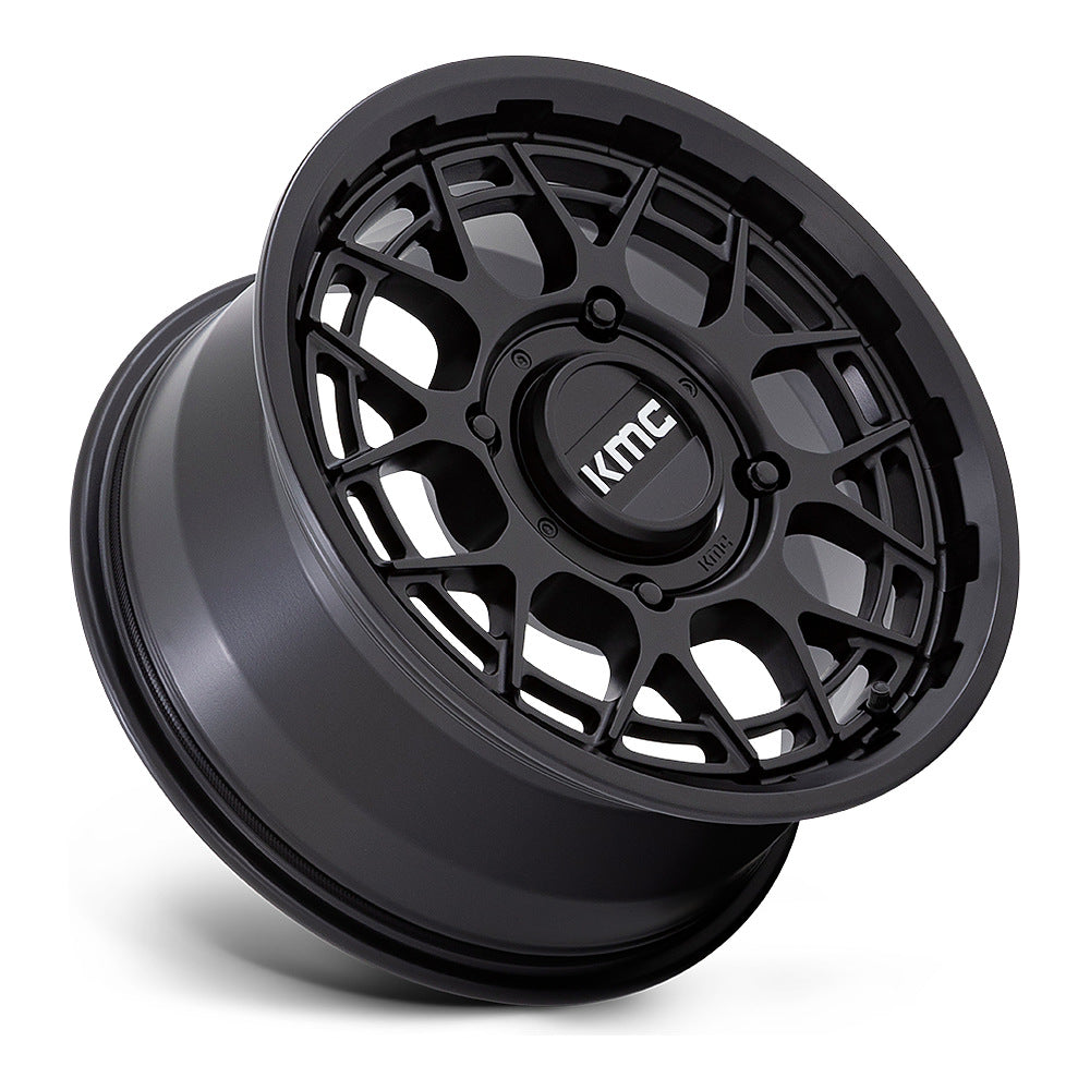 KMC Technic KS139 UTV wheel in matte black, side angle showing the barrel and lip