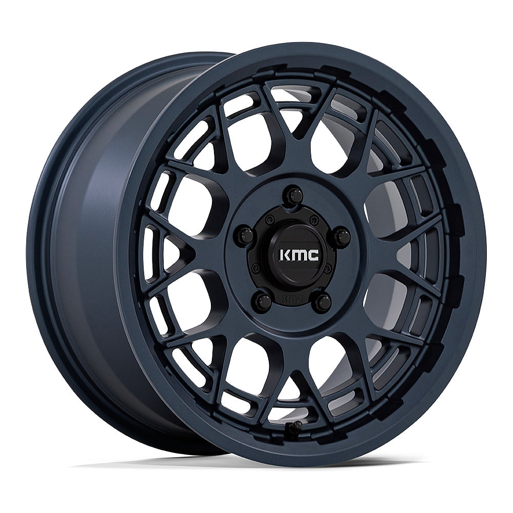 KMC Technic KS139 UTV wheel in metallic blue, angled front view