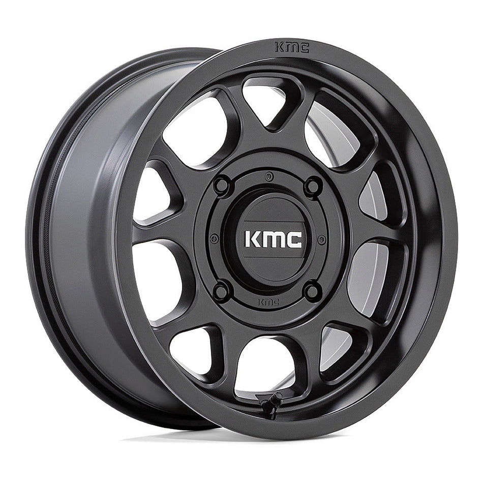 KMC Toro S KS137 UTV wheel in satin black, angled front view