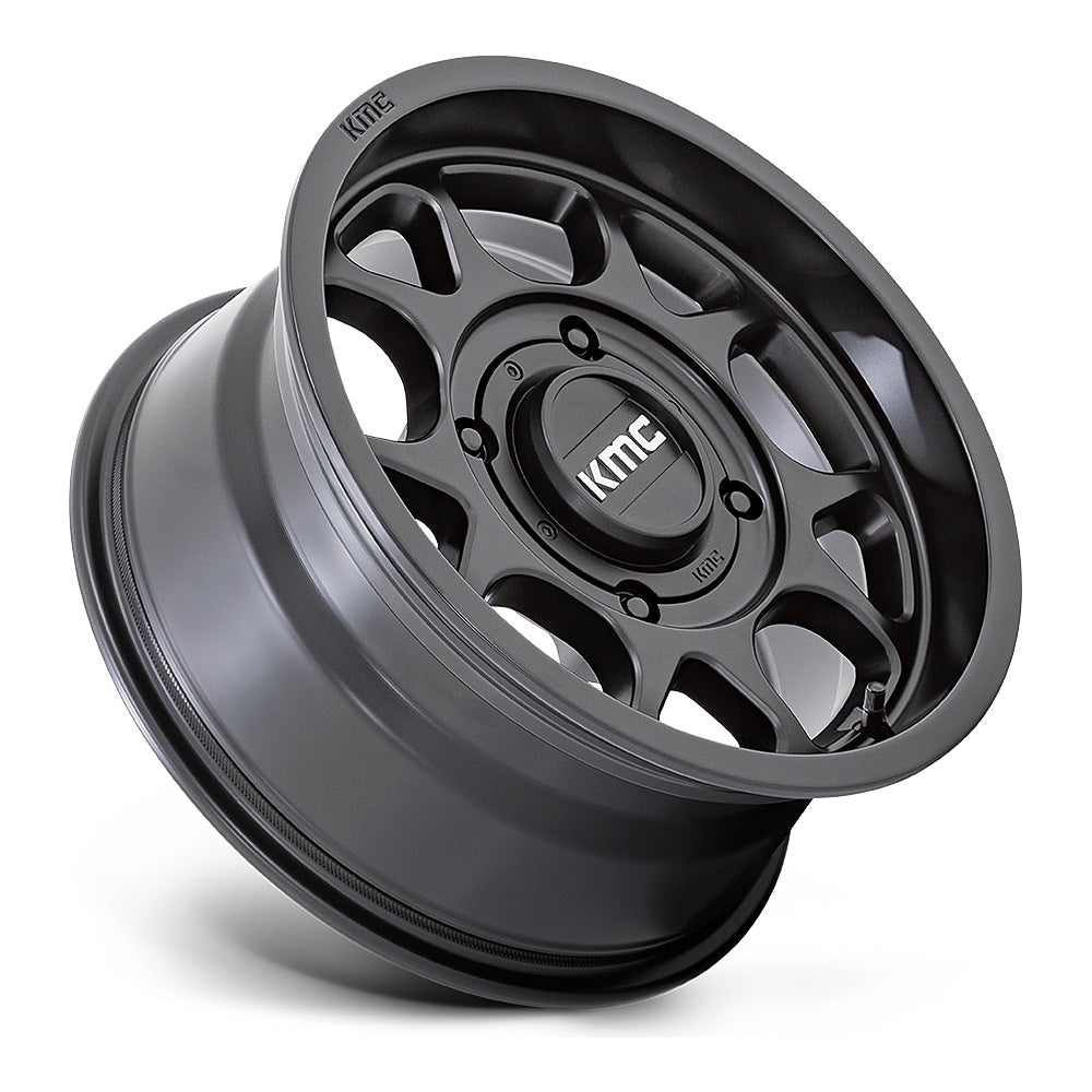 KMC Toro S KS137 UTV wheel in satin black, side angle showing the barrel and lip