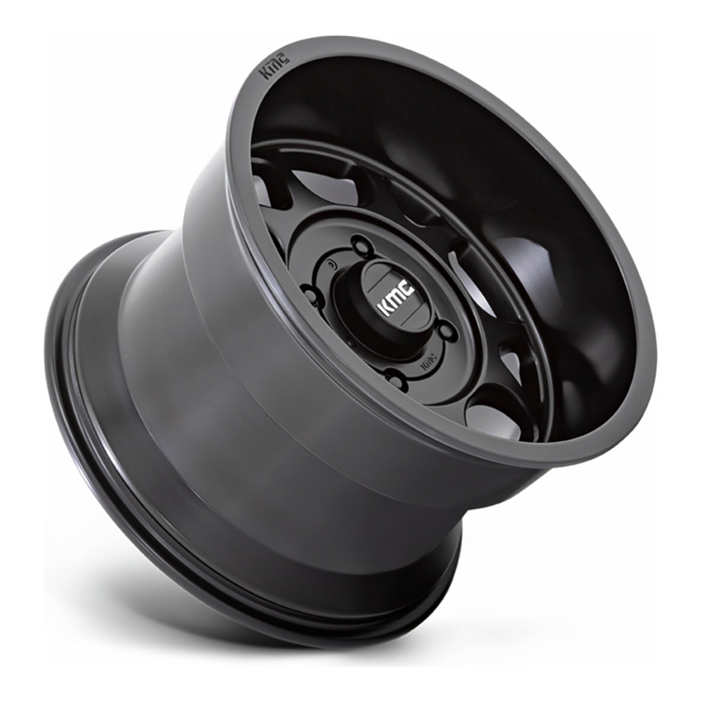 KMC Toro S KS137 UTV wheel in satin black, side angle showing the barrel and lip
