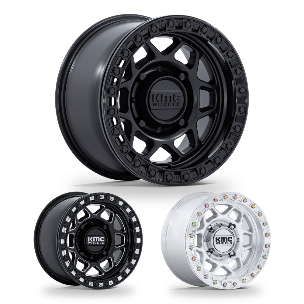 KMC Torx Beadlock (KS241) UTV wheel in every finish: matte black with gloss black ring, gloss black milled and machined