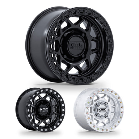 KMC Torx Beadlock (KS241) UTV wheel in every finish: matte black with gloss black ring, gloss black milled and machined