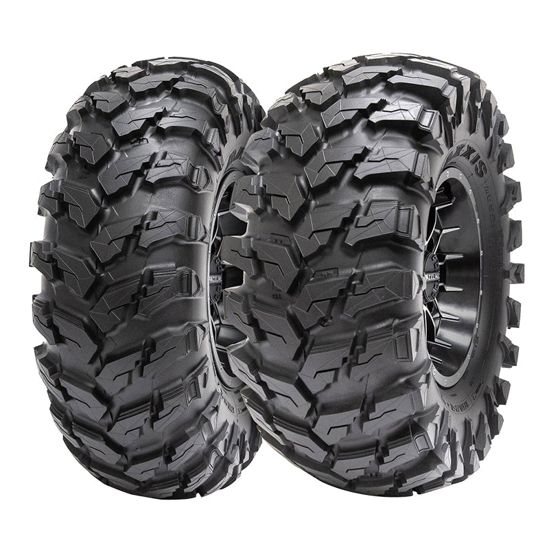 Pair of front and rear Maxxis MU511/MU521 series all terrain 6-ply UTV and SxS tires.