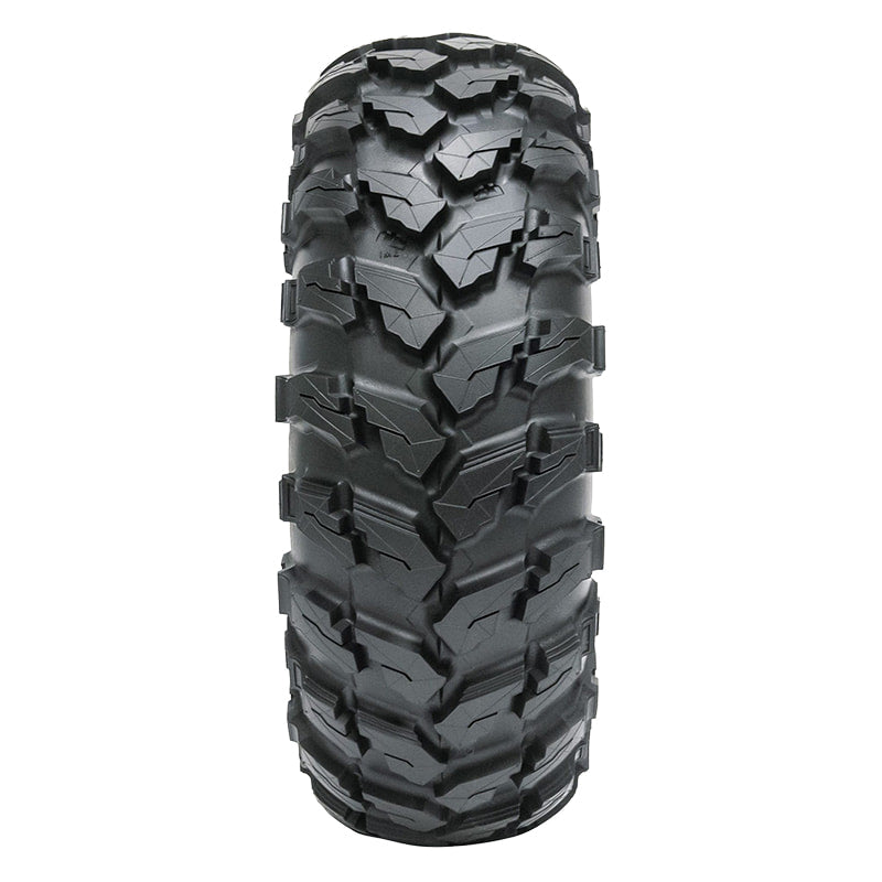 Close up view of tread pattern and tread block details and features of Maxxis MU511 front UTV tire.