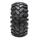 Close up view of tread pattern and tread block details and features of Maxxis MU521 rear UTV tire.