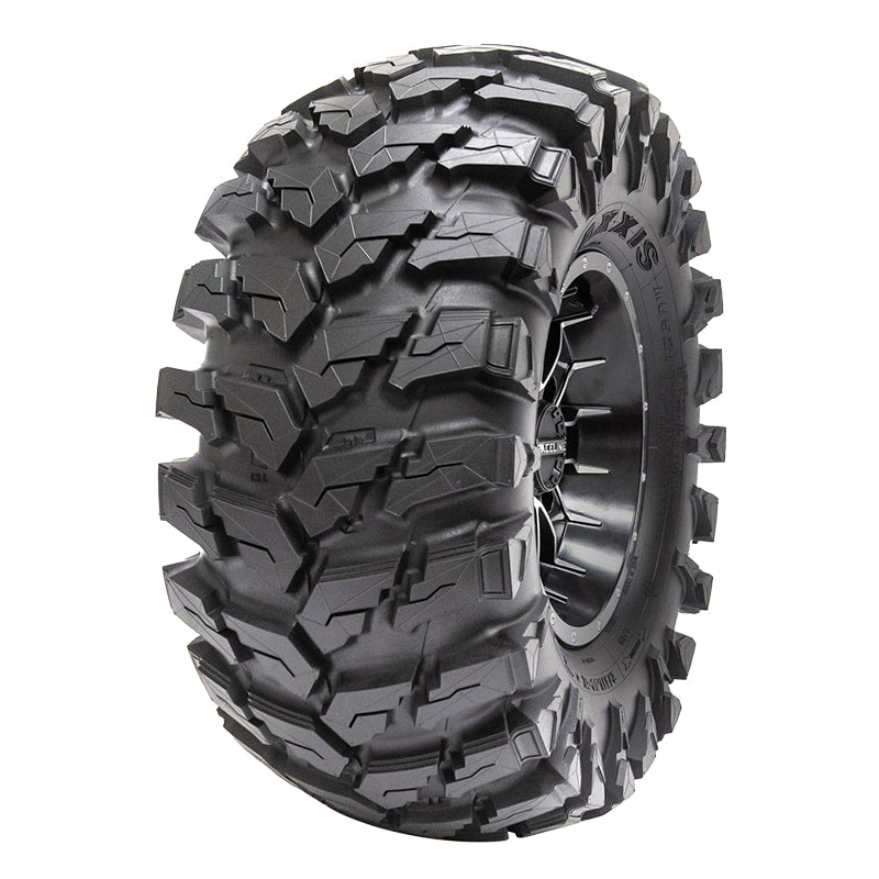 Angled view of Maxxis MU521 rear UTV and SxS tire, available in 12" and 14" wheel sizes.