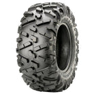 Angled view of the redesigned Maxxis Bighorn 2.0 radial all-terrain 6-ply radial ATV, UTV, and utility cart rear tire, designed with the classic high traction, long wearing tread pattern design, available in a wide variety of sizes, all offered with fast and free shipping.