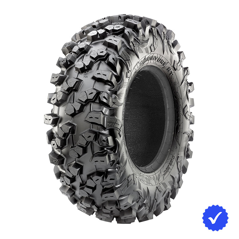 New design 30x10R14 Maxxis Carnivore RT ML9 high performance off road SxS and UTV tire, 8-ply Radial, designed for 14" and 15" wheel diameters.