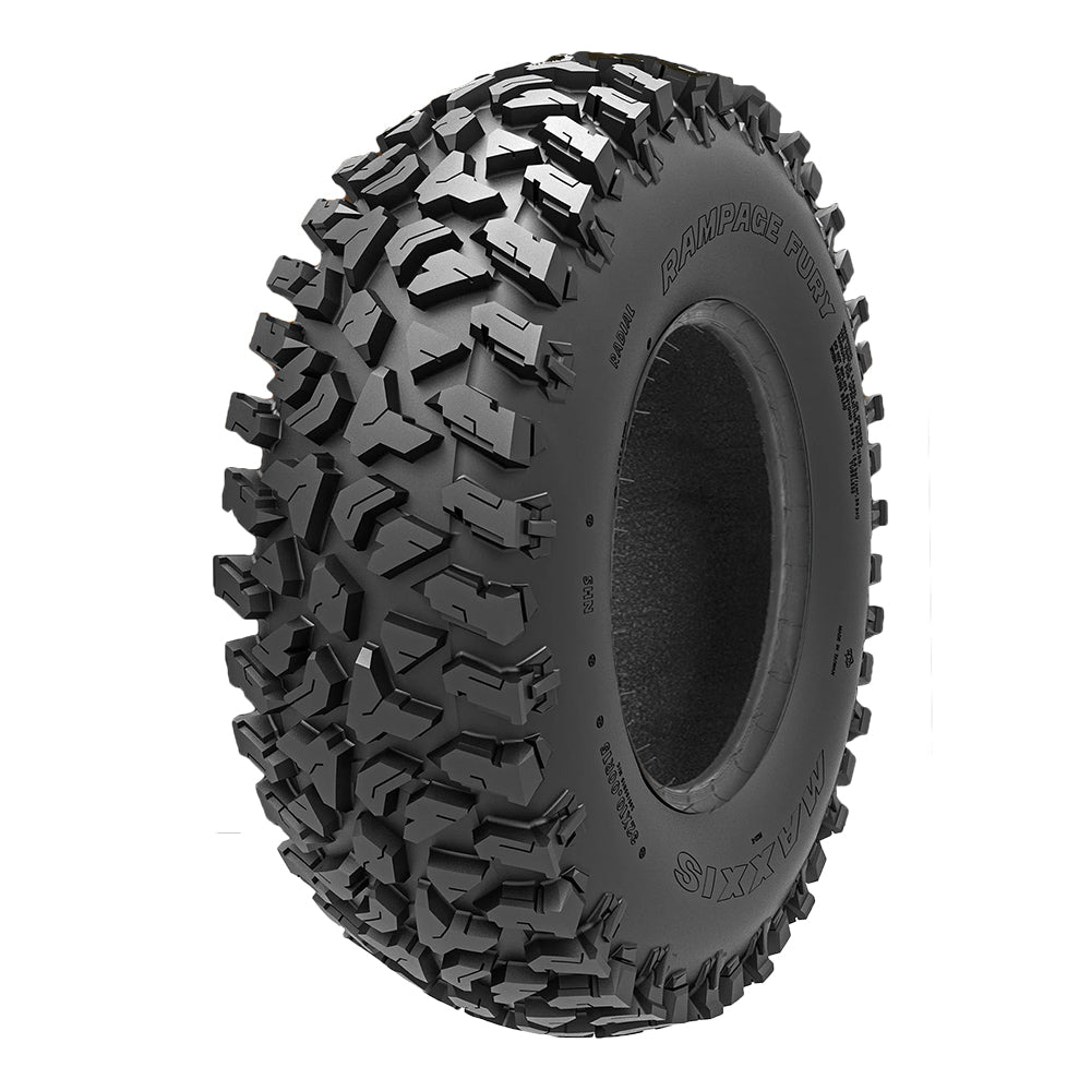 32x10R15 Maxxis Rampage Fury OE high performance 8-ply nylon radial side by side UTV tire, Item# TM00259300, offered with free shipping by Ride or Die Tire.