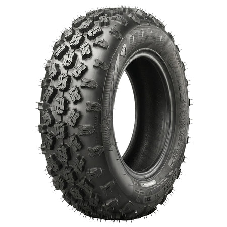 Angled view of the competition Maxxis RAZR Plus MX ATV / Quad front 4-ply bias tire, featuring a unique competition lug design for enhanced steering responsiveness, offered with fast and free shipping, 20x6-10 size, Part # TM01033100.