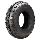 Angled view of the competition Maxxis RAZR2 ATV / Quad front tire, featuring a high traction "x" lug design with continuous center tread block base enhanced steering responsiveness, offered with fast and free shipping.