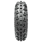 Full tread pattern view of the Maxxis RAZR2 ATV front 6-ply tire, showcasing the tread block design, offered in 3 different sizes for 10" rear rims.