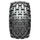 Full tread pattern view of the Maxxis RAZR2 ATV rear 6-ply tire, showcasing the tread block design, offered in 2 different sizes for 9" rear rims.