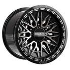 Angled view of the Metal FX Offroad Alpha 6R 15" Beadlock UTV and SXS wheel for a CanAm Maverick R with 6-lug wheels, in 15x10 size with DDT finish, offered with fast and free shipping, Part # 78791.