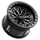 Lower alternate view of the premium Metal FX Alpha R Beadlock 15x10 UTV and SXS wheel in gloss black ddt finish with 0-offset and 5x4.5 bolt pattern for select Polaris, Segway, and Kawasaki H2 models, offered with fast and free shipping, Item # 78771.