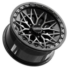 Lower alternate view of the premium Metal FX Alpha R Beadlock 15x8 UTV and SXS wheel in gloss black ddt finish with 0-offset and 5x4.5 bolt pattern for select Polaris, Segway, and Kawasaki H2 models, offered with fast and free shipping, Item # 78761.