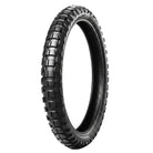 Angled view of the Metzeler Karoo 4 front motorcycle tire designed for ADV and Maxi Enduro riders to maximize performance and control, all sizes available with fast and free shipping.