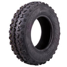 Angled view of the Moose Racing Rattler ATV front tire, featuring a high-traction soft rubber compound construction and directional tread pattern, excelling in intermediate and hardpack competition, featuring top steering control, offered with fast and free shipping.