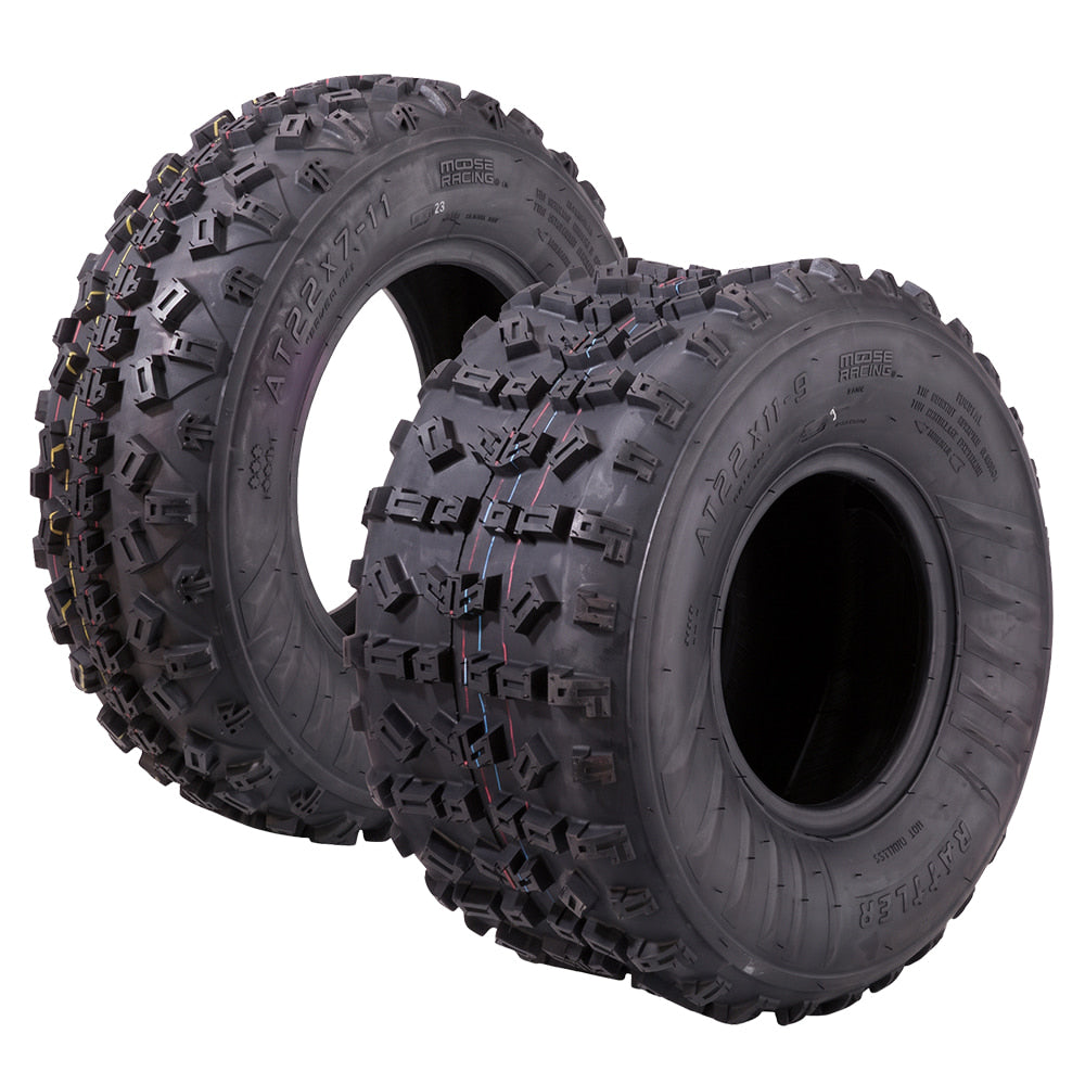 Main product image of the Moose Offroad Rattler ATV and Quad front and rear 6-ply bias all-terrain soft compound competition tires, offered for sale by Moose authorized retailer Ride or Die Tire.