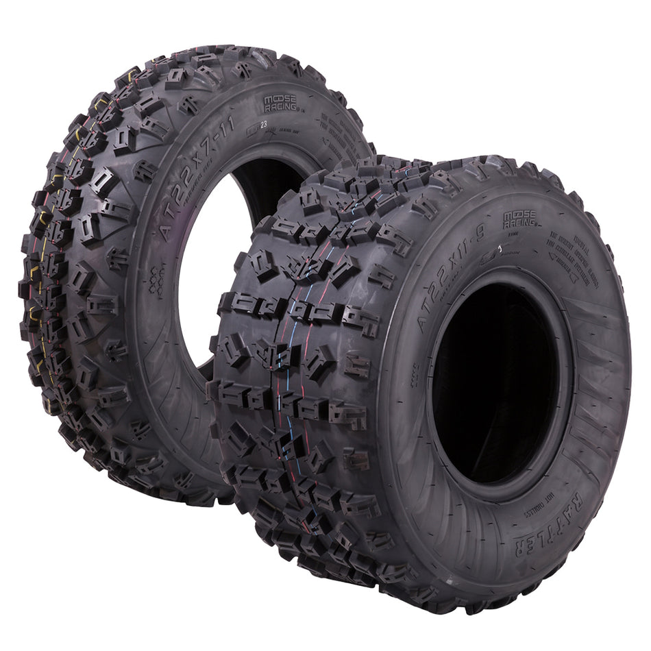 Main product image of the Moose Offroad Rattler ATV and Quad front and rear 6-ply bias all-terrain soft compound competition tires, offered for sale by Moose authorized retailer Ride or Die Tire.