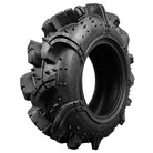 Angled view of the extra deep 2.5" lug MRT Crossbone UTV SXS radial mud tire, featuring huge mud scoops and spiked casing for excellent mud cleanout, available in 35.5x9R18 size, available with fast and free shipping, Part # CB35918.