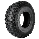 Angled view of the MRT Desert Storm high performance 8-ply Kevlar radial UTV and SXS all-terrain tire, available in popular sizes for 15" wheels featuring a high traction and durable non-directional tread pattern, all sizes sold with fast and free shipping.