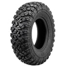 Angled view of the 25x8R12 MRT Savage UTV and ATV all-terrain 6-ply radial front tire, designed as a great less aggressive option for some road and hard surface riding, offered with fast and free shipping.