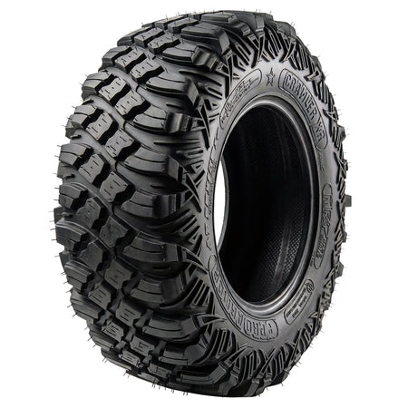 Angled view of the high performance competition lightweight super strong MRT Race / Crawler XR UTV 8-ply Kevlar reinforced radial tire, all sizes available with free shipping from authorized dealer Ride or Die Tire.