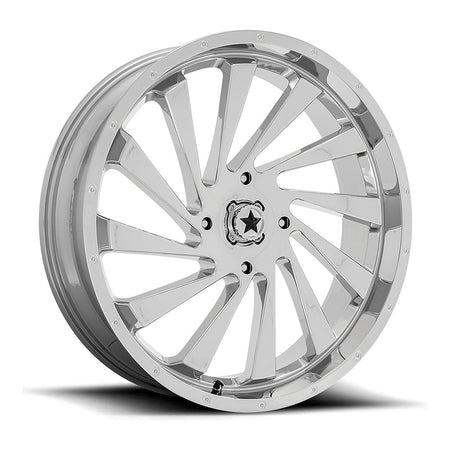 MSA Blade M46 UTV wheel in chrome, angled front view