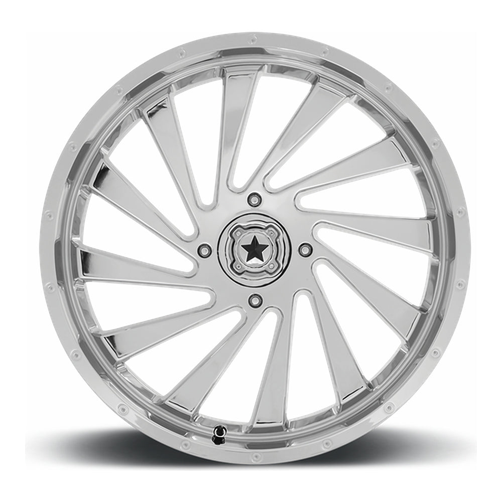 MSA Blade M46 UTV wheel in chrome, straight-on face view