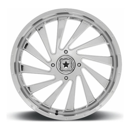 MSA Blade M46 UTV wheel in chrome, straight-on face view