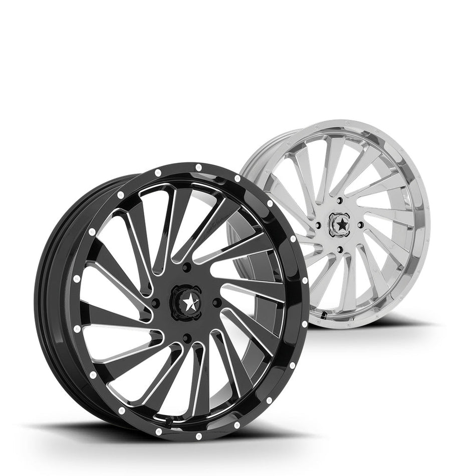 MSA Blade (M46) UTV wheel in every finish: gloss black milled and chrome