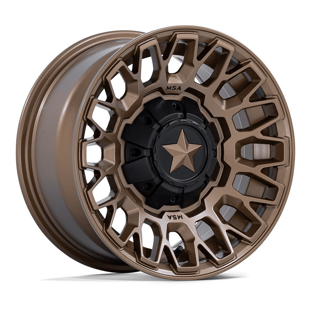MSA Clubber (M50) UTV wheel in matte bronze, angled front view