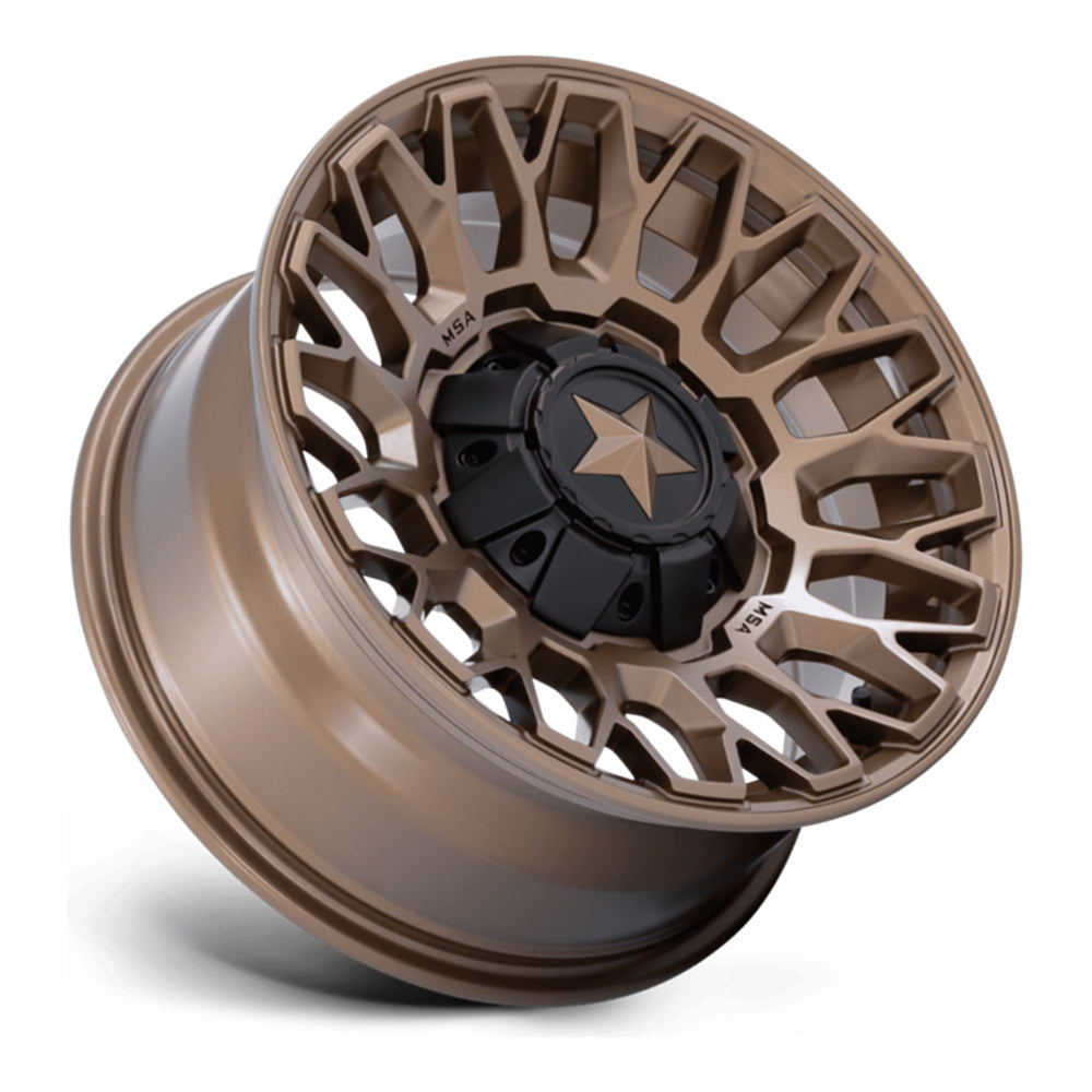 MSA Clubber (M50) UTV wheel in matte bronze, side angle showing the barrel and lip