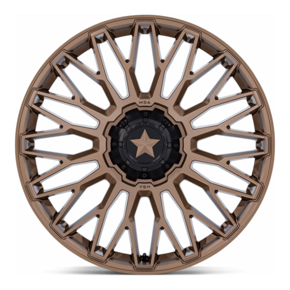 MSA Clubber (M50) UTV wheel in matte bronze, straight-on face view
