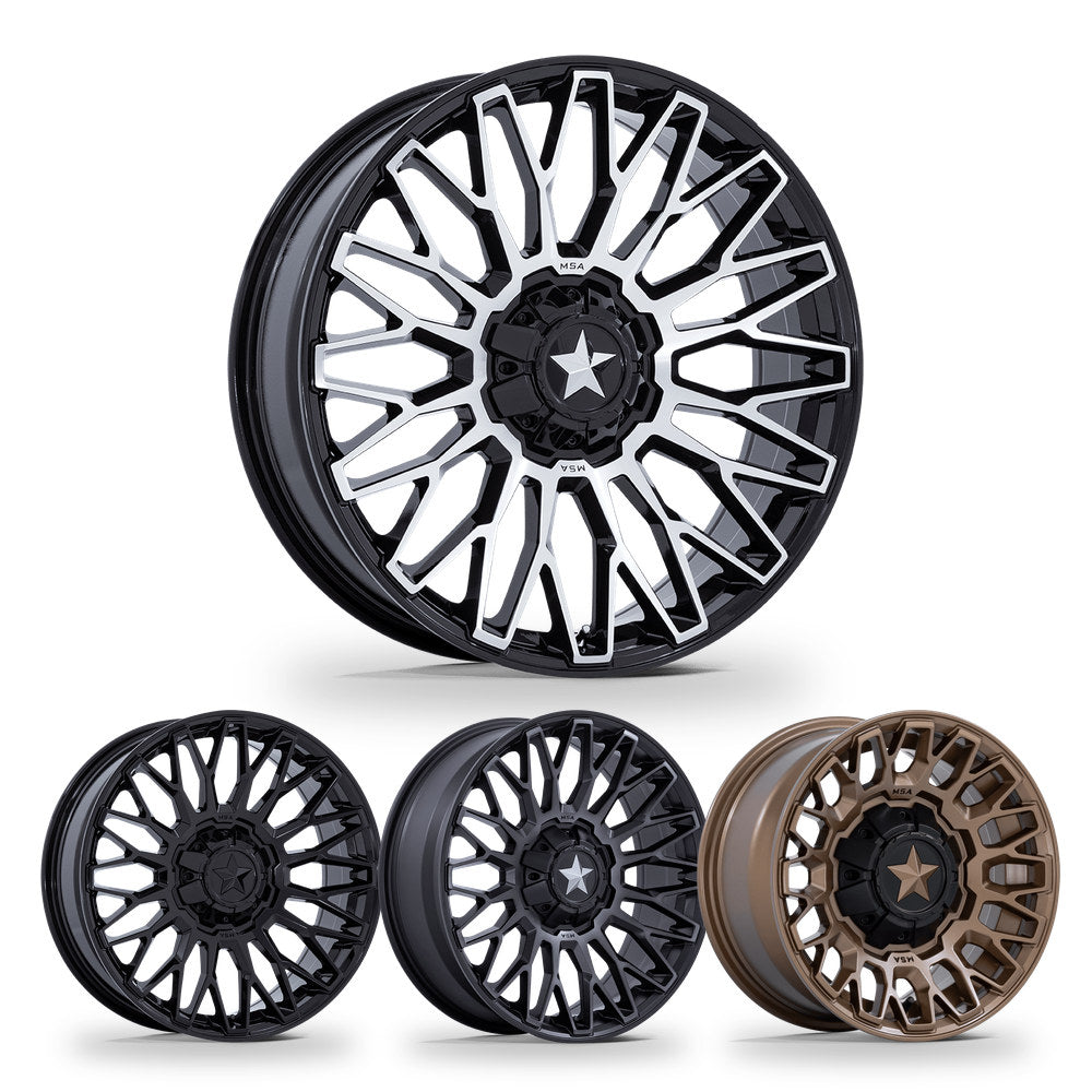 MSA Clubber (M50) UTV wheel in every finish: gloss black machined, gloss black, matte black double dark tint and matte bronze