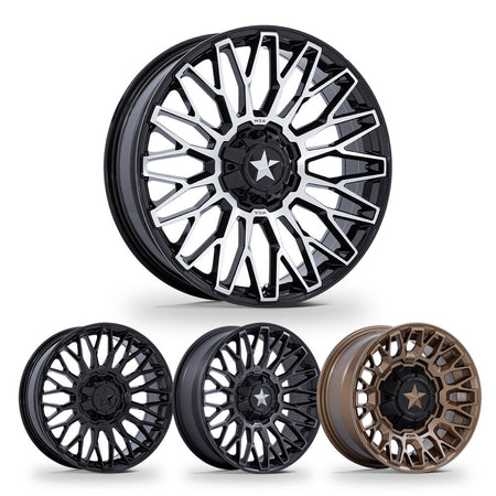 MSA Clubber (M50) UTV wheel in every finish: gloss black machined, gloss black, matte black double dark tint and matte bronze