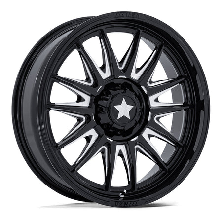 MSA Commander M55 UTV wheel in gloss black milled, angled front view