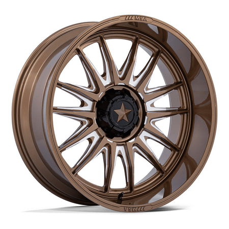 MSA Commander (M55) UTV wheel in gloss bronze milled, angled front view